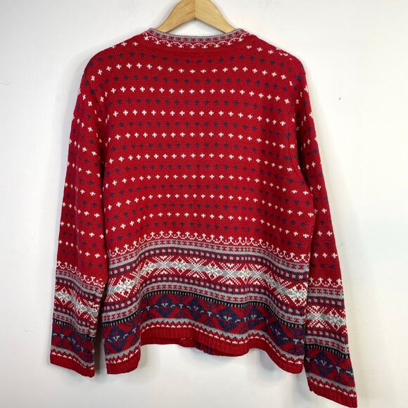 Guide Series Norwegian Nordic Fair Isle Sweater Red Blue Wool Blend Womens 2XL - Picture 6 of 10
